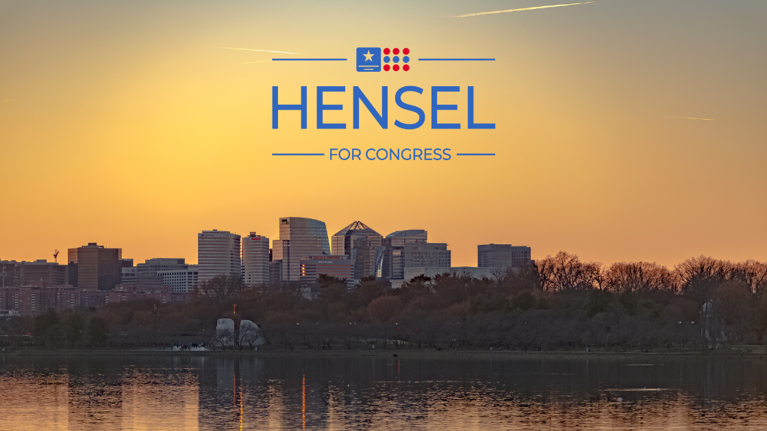 Arlington VA Skyline with Hensel for Congress Logo